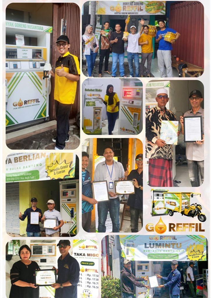 Dokumentasi outlet, mitra, dan sertifikat GO REFFIL di berbagai wilayah Surabaya