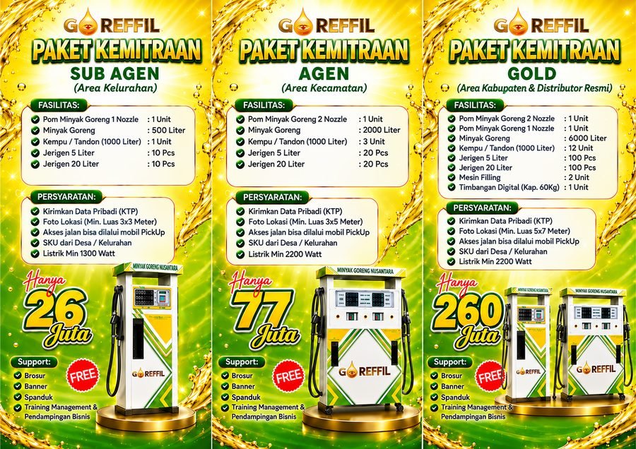Brosur Paket Kemitraan GO REFFIL — Sub Agen, Agen, dan Gold